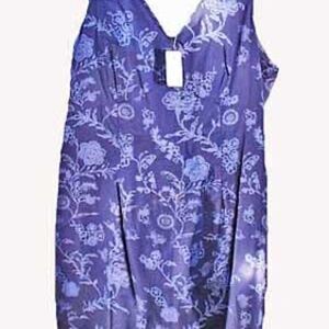 FORM FITTING SUNDRESS, BLUES, SIZE 15, PURE COTTON, SLEEVELESS, NO POCKETS,